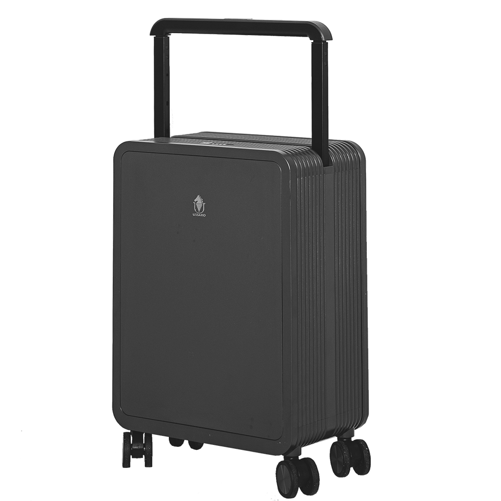 【USSARO】20吋前開式晶彩系列框箱/行李箱/旅行箱/登機箱(鐵灰色)