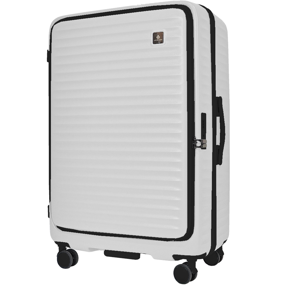 【LAMADA】29吋極簡漫遊系列前開式旅行箱/行李箱(奶霜白)