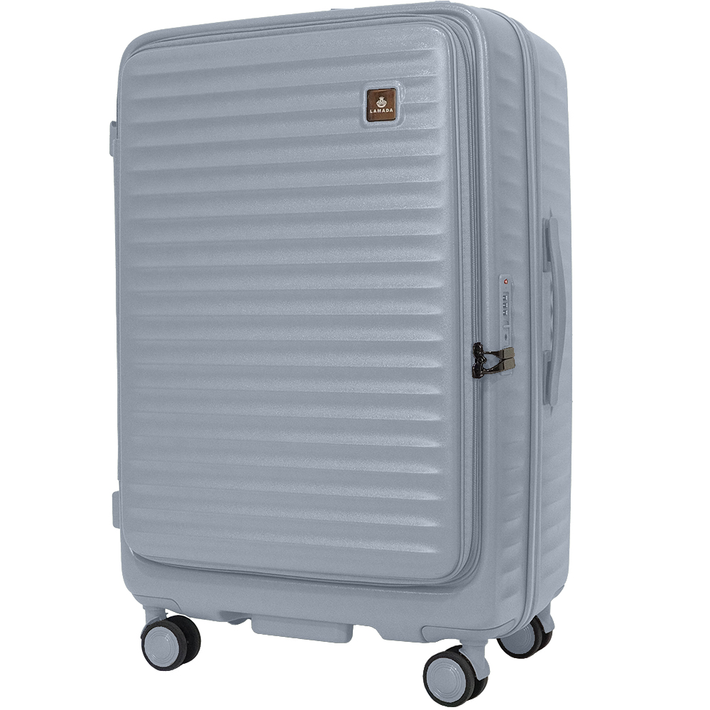 【LAMADA】26吋極簡漫遊系列前開式旅行箱/行李箱(迷霧灰)