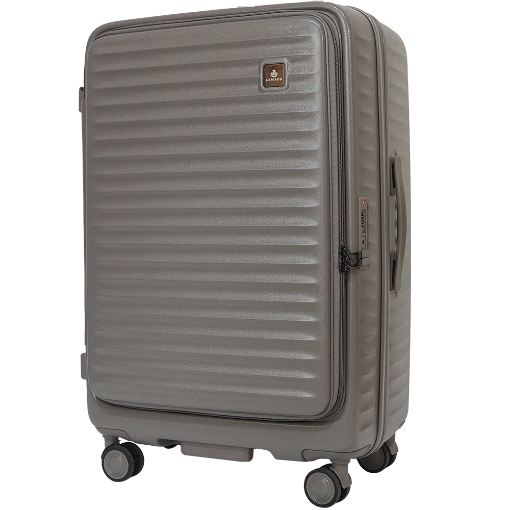 【LAMADA】26吋極簡漫遊系列前開式旅行箱/行李箱(燻木棕)