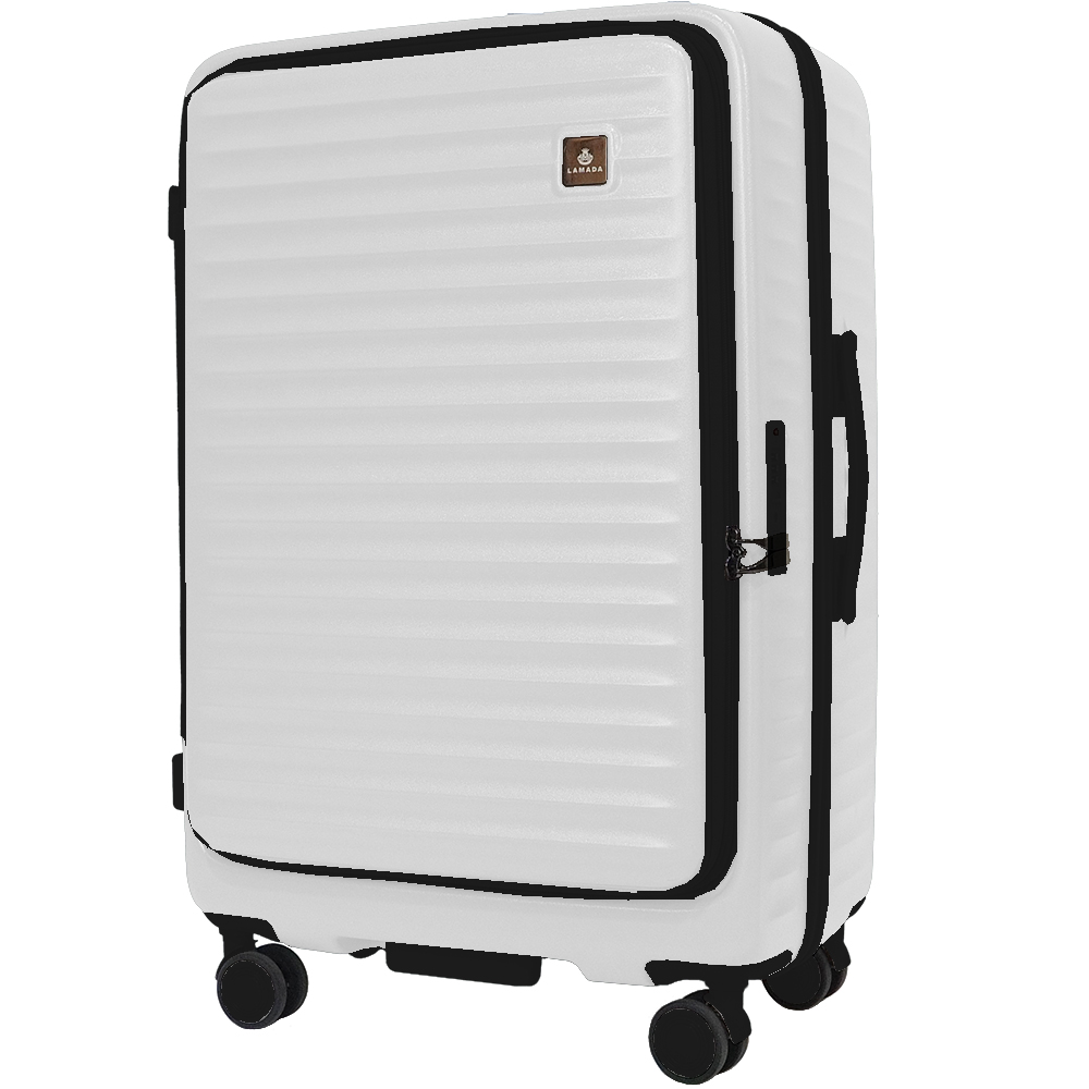 【LAMADA】26吋極簡漫遊系列前開式旅行箱/行李箱(奶霜白)
