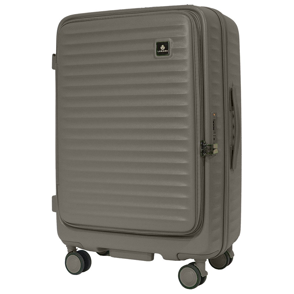 【LAMADA】24吋極簡漫遊系列前開式旅行箱/行李箱(燻木棕)