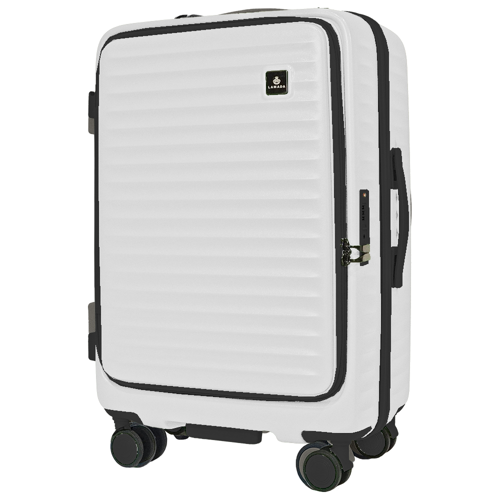 【LAMADA】24吋極簡漫遊系列前開式旅行箱/行李箱(奶霜白)