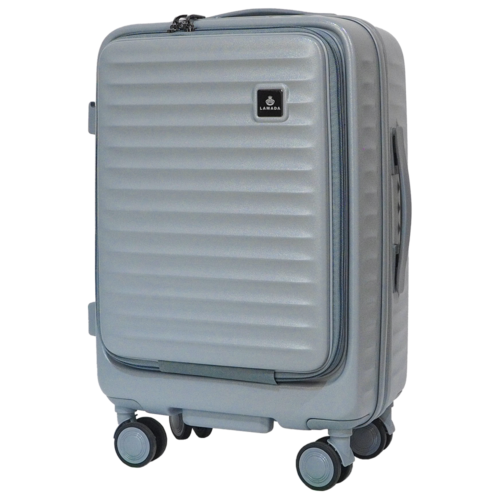 【LAMADA】20吋極簡漫遊系列前開式登機箱/旅行箱/行李箱(迷霧灰)
