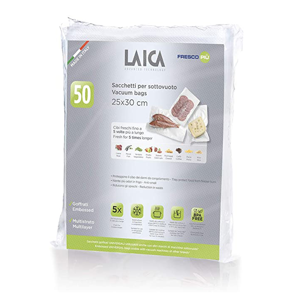 【LAICA 萊卡】義大利進口 網紋式真空包裝袋 袋式25x30cm(50入) VT35100