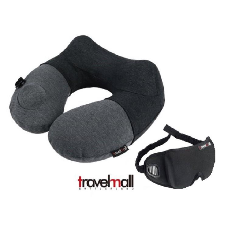 【Travalmall】專利3D 按壓式充氣枕+3D眼罩