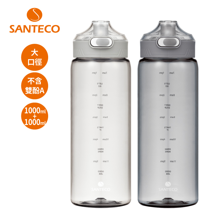 【SANTECO】Ibiza Tritan冷水瓶1000ml(2入組) 灰+白