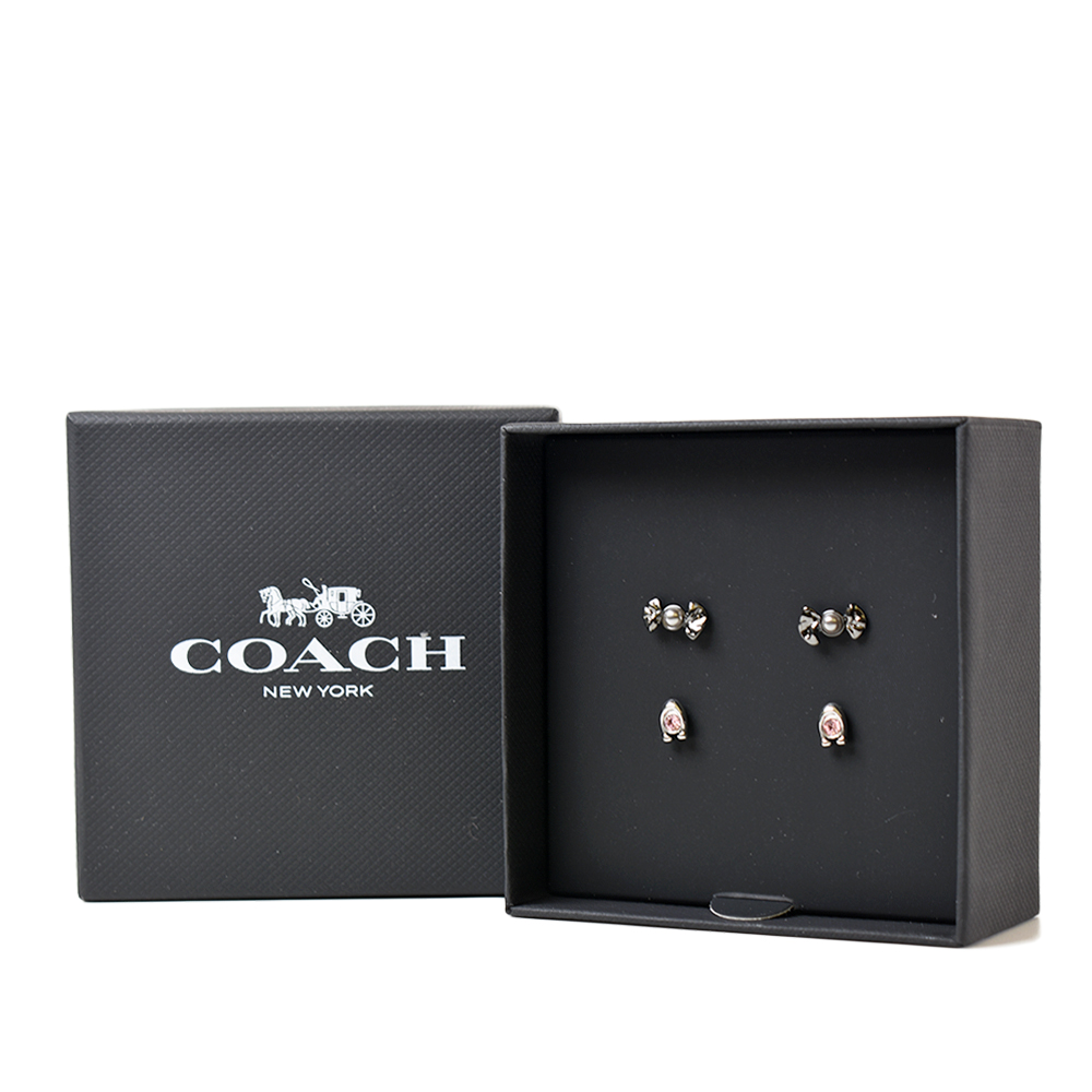 【COACH】 專櫃款 Candy 針式耳環禮盒-黑色