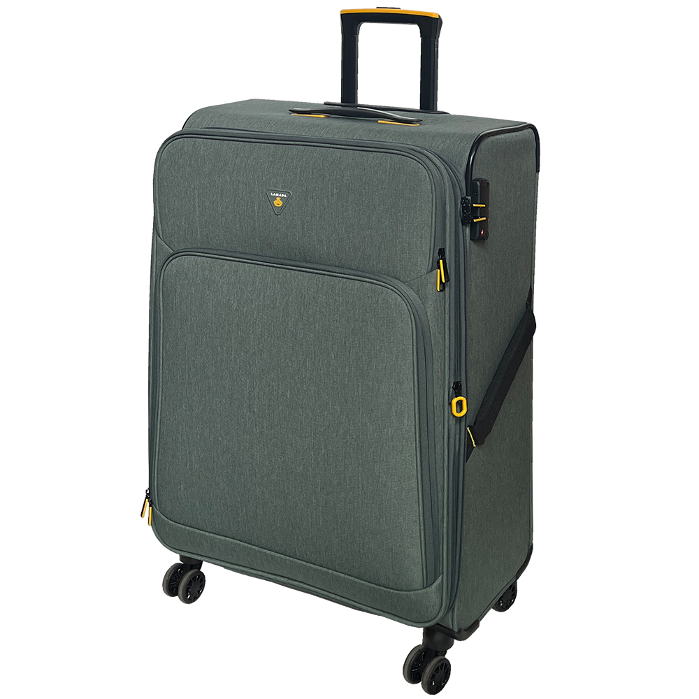 【Lamada 藍盾】28吋 限量款輕量都會系列布面旅行箱/行李箱(綠)送1個後背包#年中慶