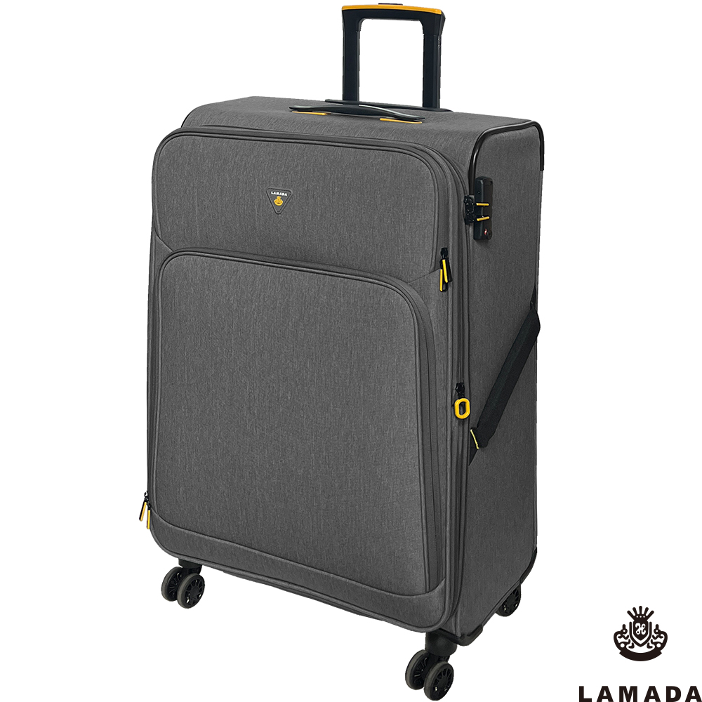 【Lamada 藍盾】28吋 限量款輕量都會系列布面旅行箱/行李箱(黑灰)送1個後背包#年中慶