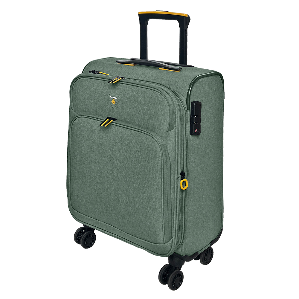 【Lamada 藍盾】19吋 限量款輕量都會系列布面登機箱/旅行箱/行李箱(綠)送1個後背包#年中慶