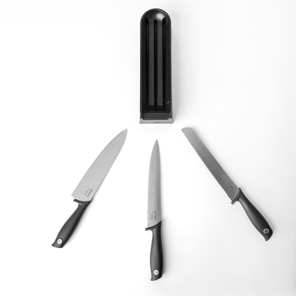 【荷蘭Brabantia】TASTY+系列 抽屜收納刀具組(刀具三件+刀座)