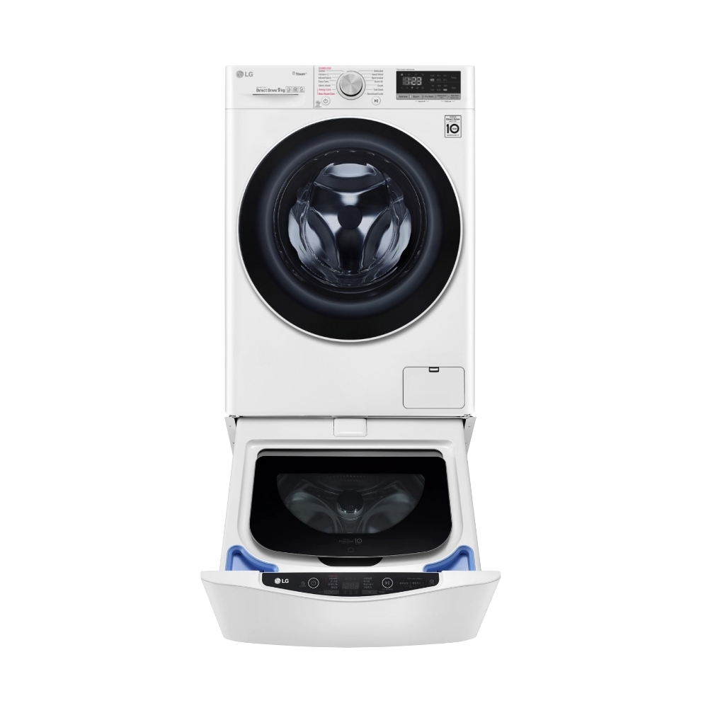 LG樂金【WD-S90VDW-WT-SD201AHW】滾筒洗脫烘9公斤+下層2公斤洗衣機(含標準安裝)