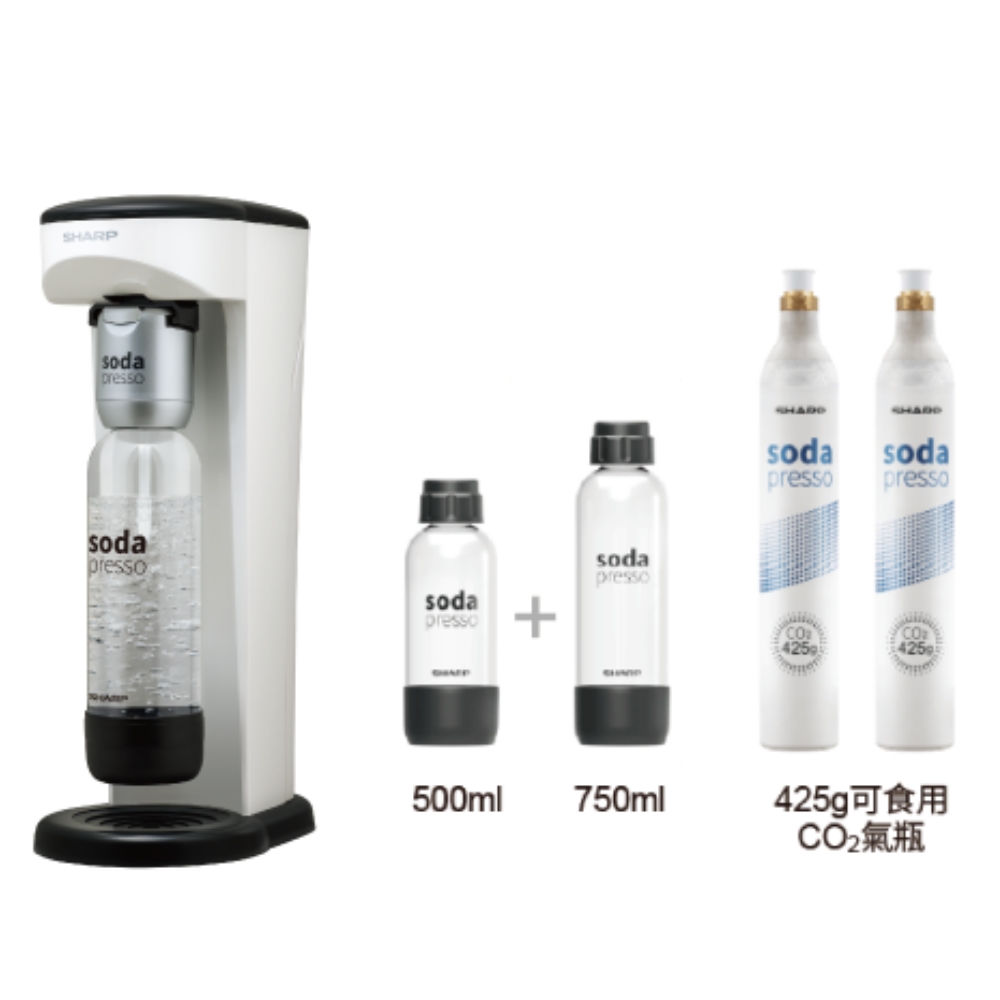 SHARP夏普【CO-SM2T-W】Soda Presso洋蔥白(2水瓶與2氣瓶)氣泡水機.