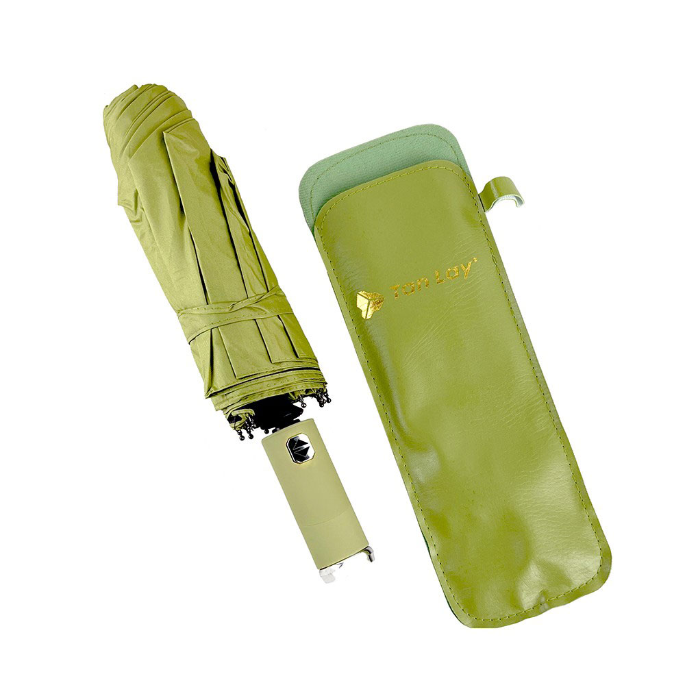 天麗【AKB-UMB-G】抗uv照明自動折傘附收納皮套綠色雨傘