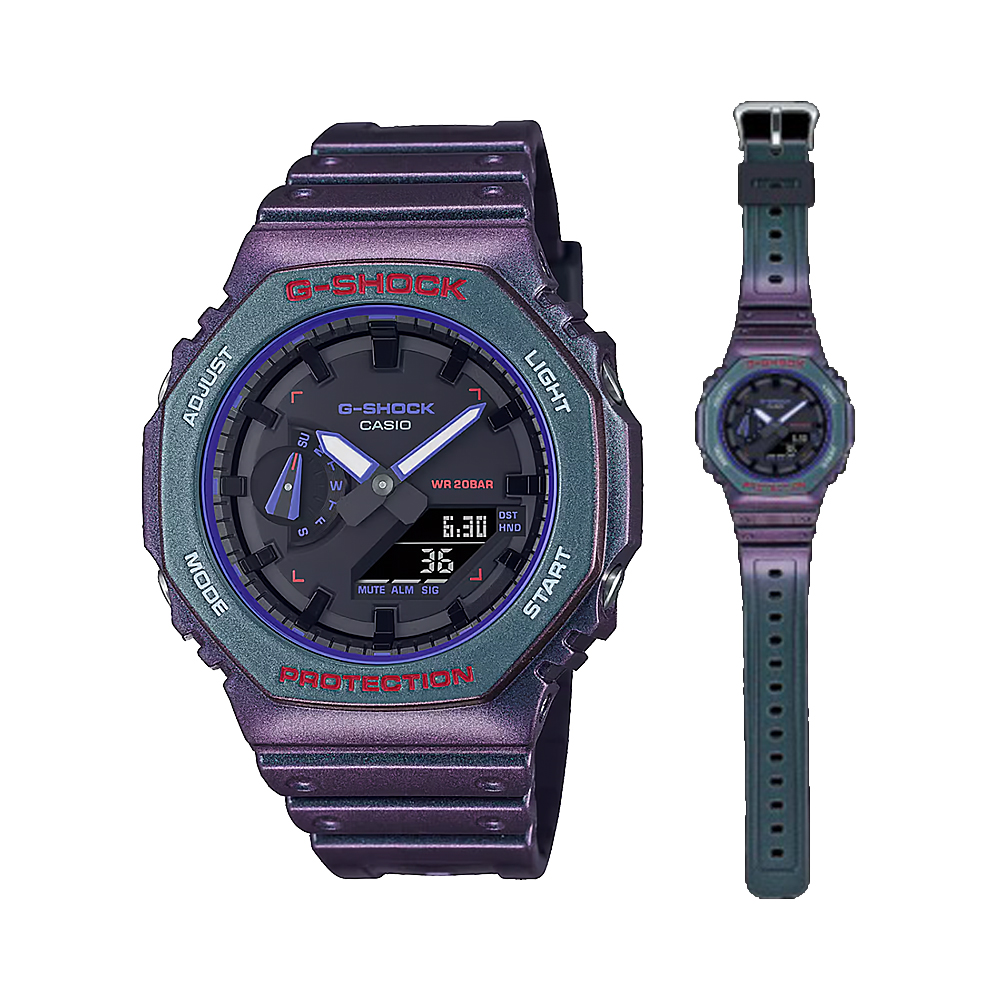 【CASIO 卡西歐】GShock GA-2100AH-6A 農家橡樹 電競 世界時間 炫彩偏光烤漆 手錶