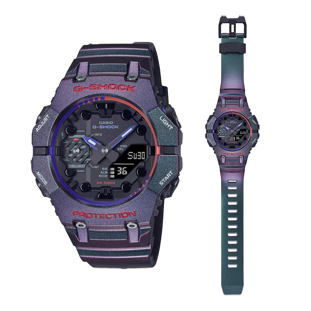 【CASIO 卡西歐】GA-B001AH-6A 電競玩家 運動 世界時間 炫彩偏光烤漆 腕錶 手錶 46mm(lcd顯示器瞄準鏡設計)