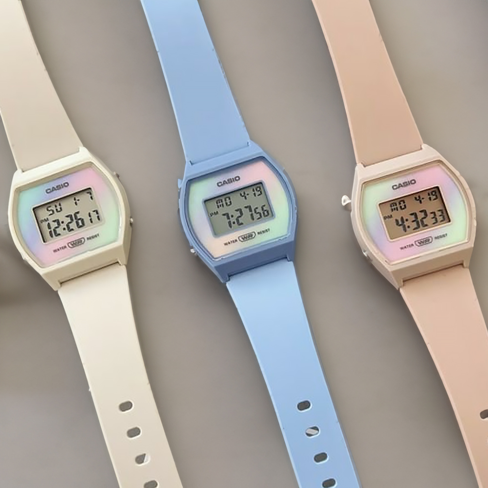 【CASIO 卡西歐】 LW-205H 漸變炫彩 簡約柔和 計時 LED光 樹脂 電子錶 手錶 35mm