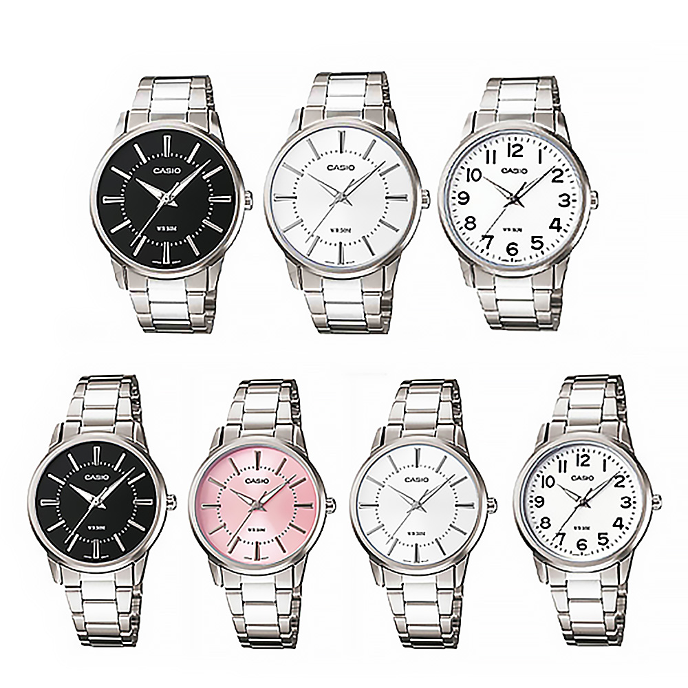 【CASIO 卡西歐】 簡約鋼帶 防水 石英 白面數字 時尚 對錶 手錶 MTP-1303D / LTP-1303D