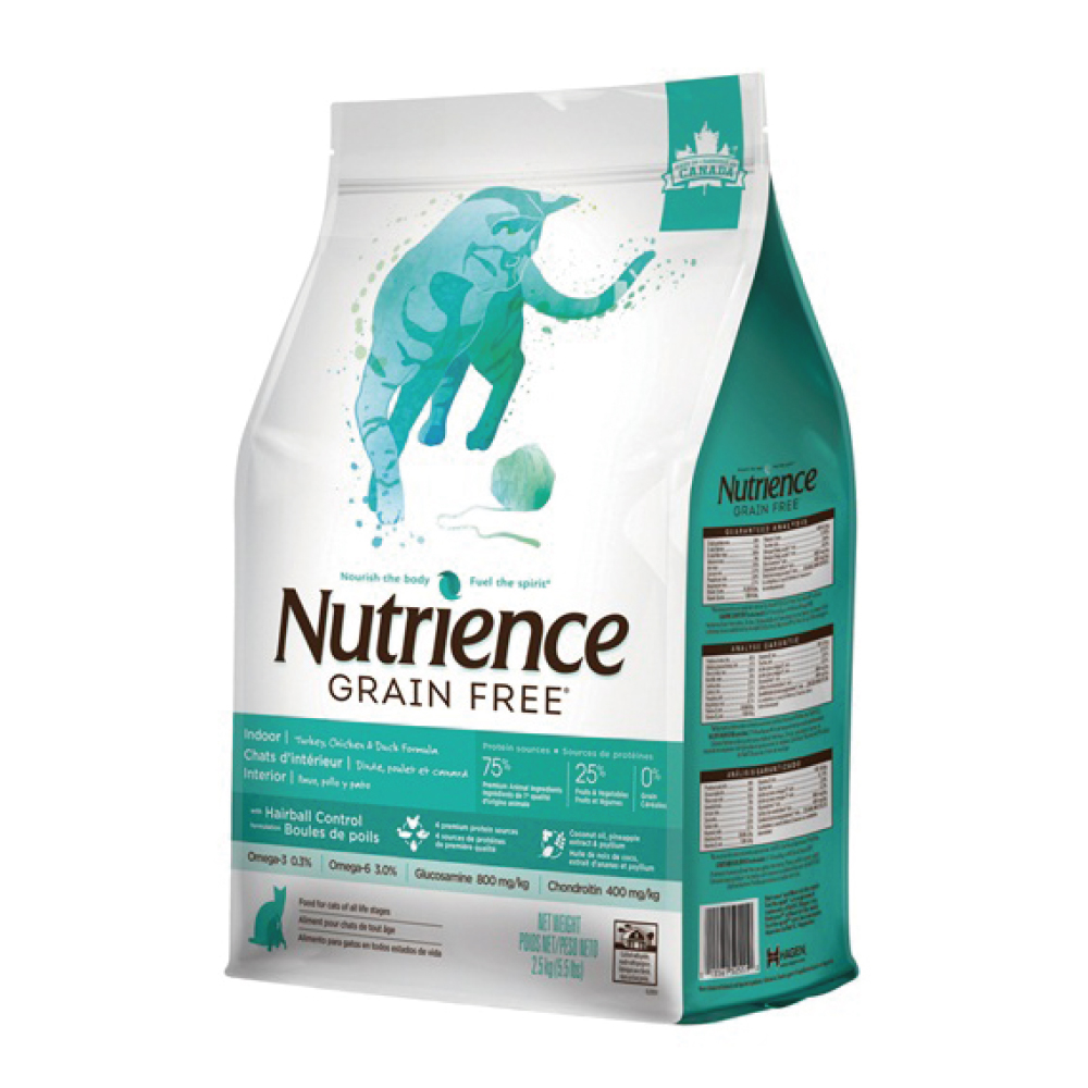 線上寵物展【Nutrience 紐崔斯】GRAIN FREE無穀養生室內貓-火雞肉+雞肉+鴨肉口味 -2.5kg #主食#乾糧#貓#萌寵